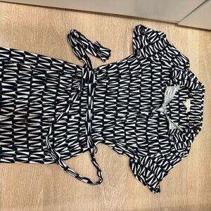 Monsoon Navy and White Patterned Dress